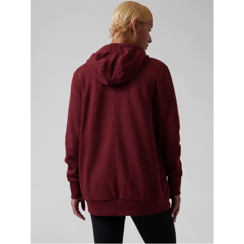 Athleta Cozy Karma Full Zip Hoodie Decadent Red Heather Size S/T Small TALL